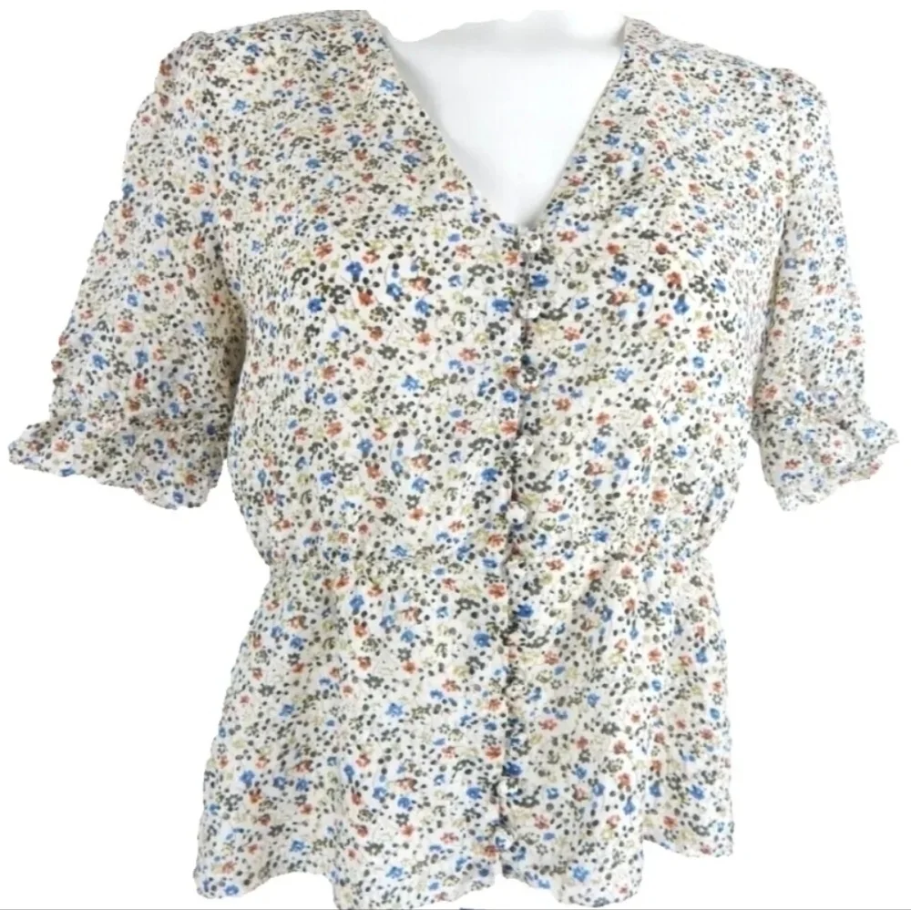 Madewell Silk Peplum Popover Top